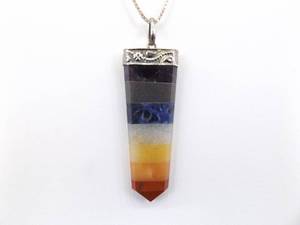 lot 51 image: .925 Sterling Silver Multi Stone Healing Pendant Necklace
