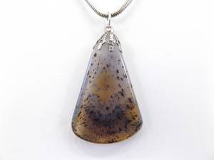 lot 58 image: .925 Sterling Silver Moss Agate Pendant Necklace