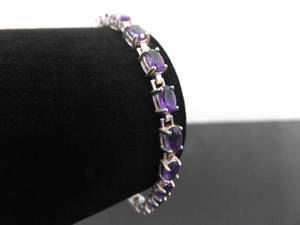 lot 60 image: .925 Sterling Silver Amethyst Tennis Bracelet