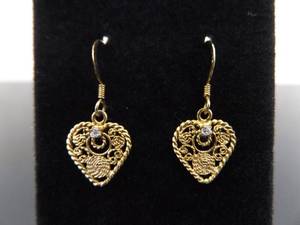 lot 75 image: .925 Sterling Silver Vermeil Heart Earrings