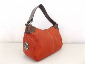 lot 81 image: Authentic Dooney & Bourke Red Pebbled Leather Demi Baguette Shoulder Purse