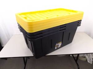 lot 99 image: Lot of 4 LARGE 40 Gallon Storage Totes wLids