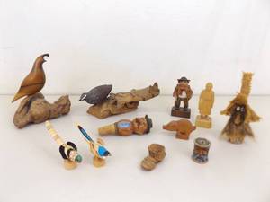 lot 90 image: Lot of Wood Carved etc. Figurines