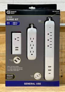lot 57 image: 4 ft. Multiple Outlet and Wall Mounted Surge Protector Set (3-Pack)