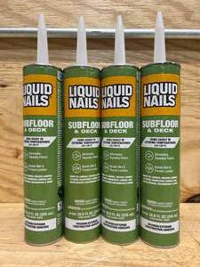 lot 160 image: Liquid Nails Subfloor & Deck Acrylic Latex Construction Adhesive 10 oz (lot of 4)