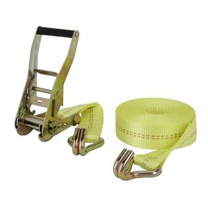 lot 249 image: Ultra-Tow 2in. x 27ft. Ratchet Tie-Down Strap with Double J-Hooks, 3333-lb. Working Load, 10,000-lb. Capacity, High-Visibility Yellow Polyester