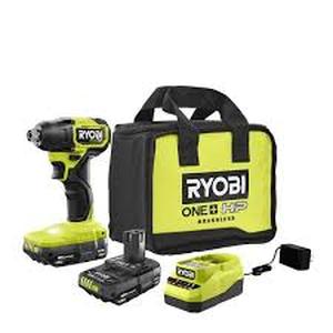 lot 24 image: RYOBI ONE HP 18V Brushless Cordless Compact 14 in. Hex Impact Driver Kit with (2) 1.5 Ah Batteries and Charger Customer Returns See Pictures