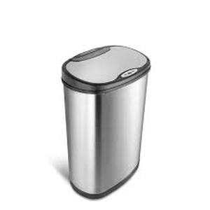 lot 32 image: NINESTARS 13.2 Gal. Hands-Free Infrared Motion Sensor Trash CanStainless Steel Trash Cab  Customer Returns See Pictures
