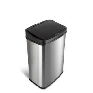 lot 33 image: NINESTARS 13 Gal. Stainless Steel Touchless Metal Household Trash Can   Customer Returns See Pictures
