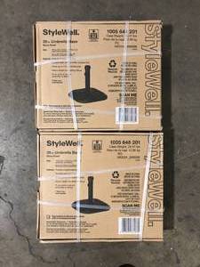 lot 3 image: Lot of StyleWell 26 lbs. Concrete and Resin Patio Umbrella Base in Black  Customer Returns See Pictures