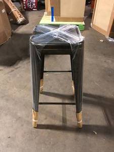 lot 21 image: Carnegy Avenue Gun Metal Outdoor Bar Stools with Stackable Customer Returns See Pictures
