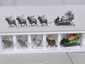 lot 4 image: Department 56 Heritage Village Sleigh and Eight Reindeer Set