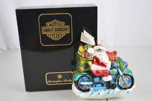 lot A-35 image: Christopher Radko Harley-Davidson Santa Ornament with Box