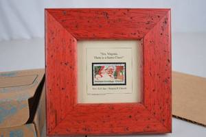 lot 45 image: Framed Santa Claus Stamp Art with Holiday Quote