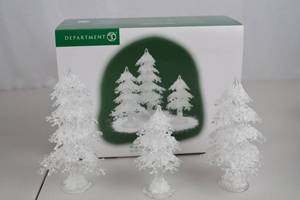 lot 47 image: Department 56 Village Accessories Icy Trees Set of 3 with Box