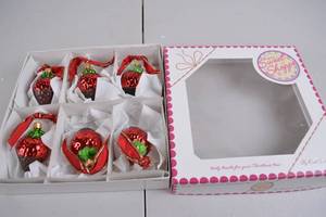 lot 52 image: Set of 6 Kurt S. Adler Sweet Shoppe Strawberry Ornaments in Box