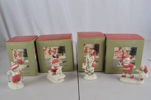 lot 53 image: Department 56 Holly Lane Simple Traditions Christmas Figurines (4) with Boxes
