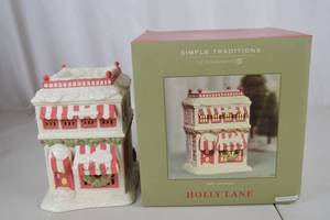 lot 56 image: Department 56 Holly Lane Sweets Shop Village Building w Box & Light
