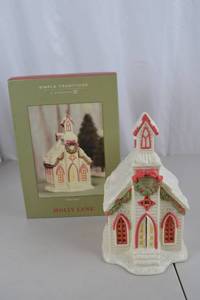 lot 57 image: Department 56 Holly Lane Holly Chapel Lighted Christmas Village House