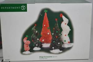 lot 65 image: Department 56 Christmas Village Tinsel Ball Trees Set of 5, NIB