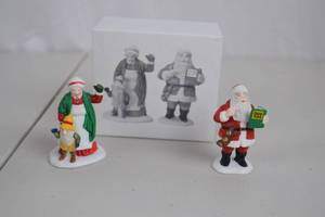 lot 66 image: Dept 56 Santa and Mrs. Claus Porcelain Figurines, Heritage Village
