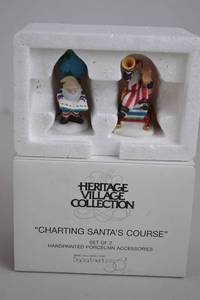 lot 69 image: Department 56 Heritage Village Charting Santas Course Figurines, Set of 2