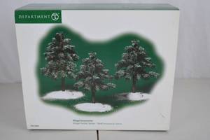 lot 71 image: Department 56 Village Frosted Spruce Small Trees, Set of 3