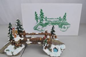 lot 87 image: Department 56 Village Mill Creek Wooden Bridge with Box