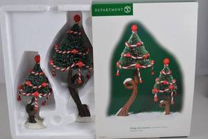 lot 91 image: Department 56 Peppermint Trees Village Accessories, Set of 2, in Box