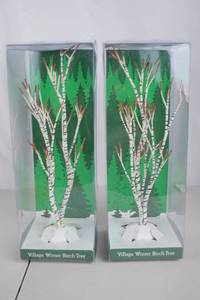 lot 100 image: Pair of Village Winter Birch Tree Home Decor Accents in Box