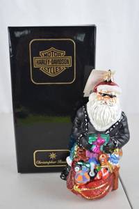lot A-28 image: Christopher Radko Harley-Davidson Santa Christmas Ornament with Box