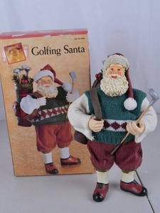 lot 111 image: Golfing Santa Christmas Figurine with Box