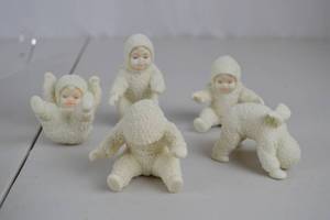 lot 124 image: Set of 5 Snow Baby Figurines White Textured Porcelain