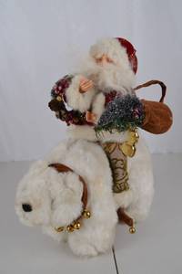 lot 125 image: Christmas Santa and Polar Bear Plush Decor Figurine, 13 in.