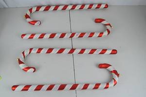 lot 154 image: 4 Hand Painted Giant Candy Cane Christmas Ornaments
