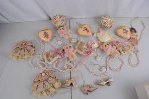 lot 173 image: Vintage Doll Ornaments, Miniature Bear Ornaments, Angel Decor Lot