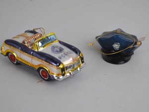 lot 242 image: Hand blown vintage police ornaments