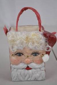 lot 181 image: Santa Claus Head Christmas Container with Handle, 6 Inch