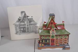lot 184 image: North Pole Express Depot Lighted Christmas Village House, 8 in.