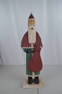 lot 192 image: 24-Inch Hand-Painted Wooden Santa Christmas Decor