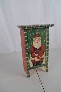 lot 196 image: 12-Inch Hand-Painted Christmas Santa Cabinet Holiday Decor