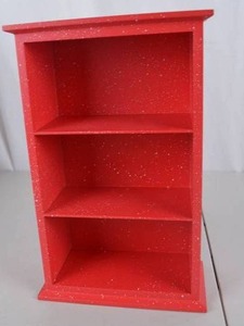 lot 198 image: Red Painted Miniature 3-Shelf Display Cabinet