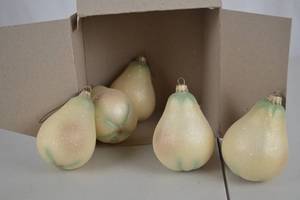 lot 204 image: Set of Glittered Pear Christmas Ornaments