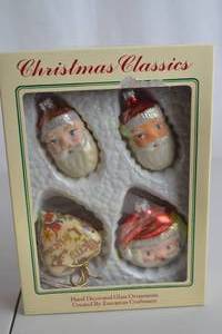 lot 229 image: Christmas Classics Hand Decorated Glass Ornaments Set of 4