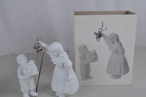 lot 239 image: Dept 56 Bisque Porcelain Children Under Mistletoe Figurine with Box