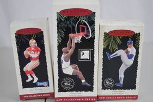 lot 246 image: Hallmark Keepsake Sports Legends Ornaments - Montana, Shaq, Ryan