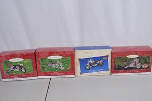 lot 247 image: Hallmark Harley-Davidson Keepsake Ornament Lot - 4 Motorcycle Milestones