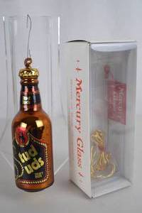 lot 383 image: Department 56 Mercury Glass Beer Bottle Ornament, Boxed