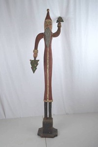 lot 392 image: Tall Hand-Carved Wooden Santa Christmas Decoration