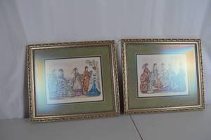 lot 456 image: Pair of Framed Godeys Fashions Engravings, March and May 1870